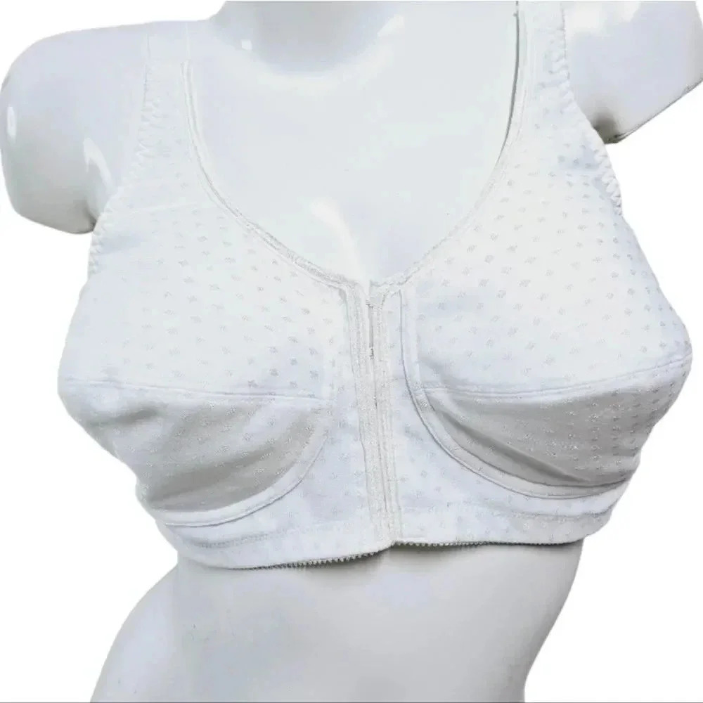 Amoena Greta white Masectomy cotton pocketed bra 36D